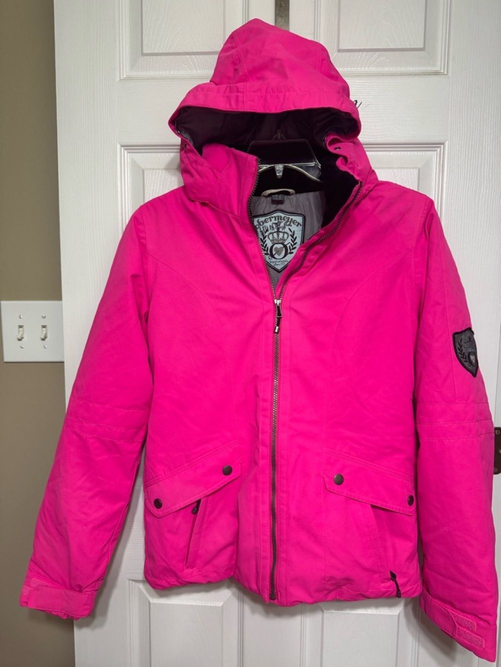 Obermeyer Blake Ski Jacket Hot Pink Size XL 18-20 Removable Hood Snow Coat Girls